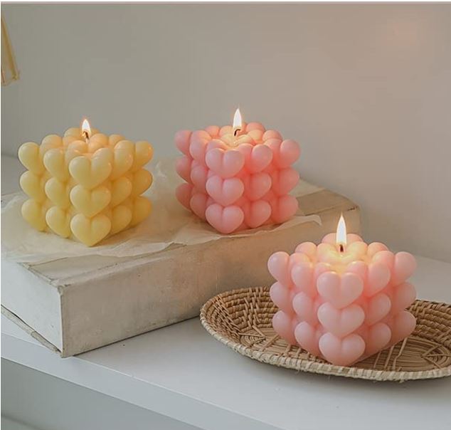 Pillar Heart bubble Candle