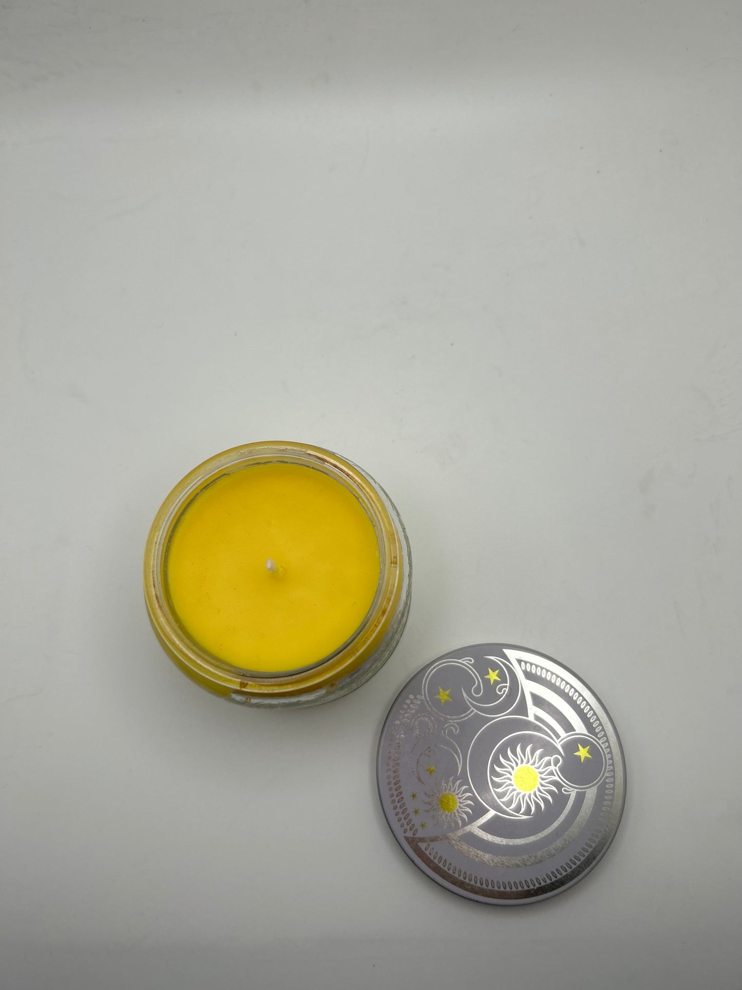 Small Clear Glass Container Light Yellow Candle Butt Naked