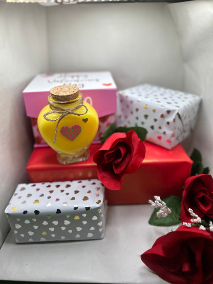 Medium heart container candle with stickers