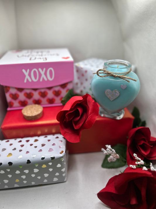 Medium heart container candle with stickers